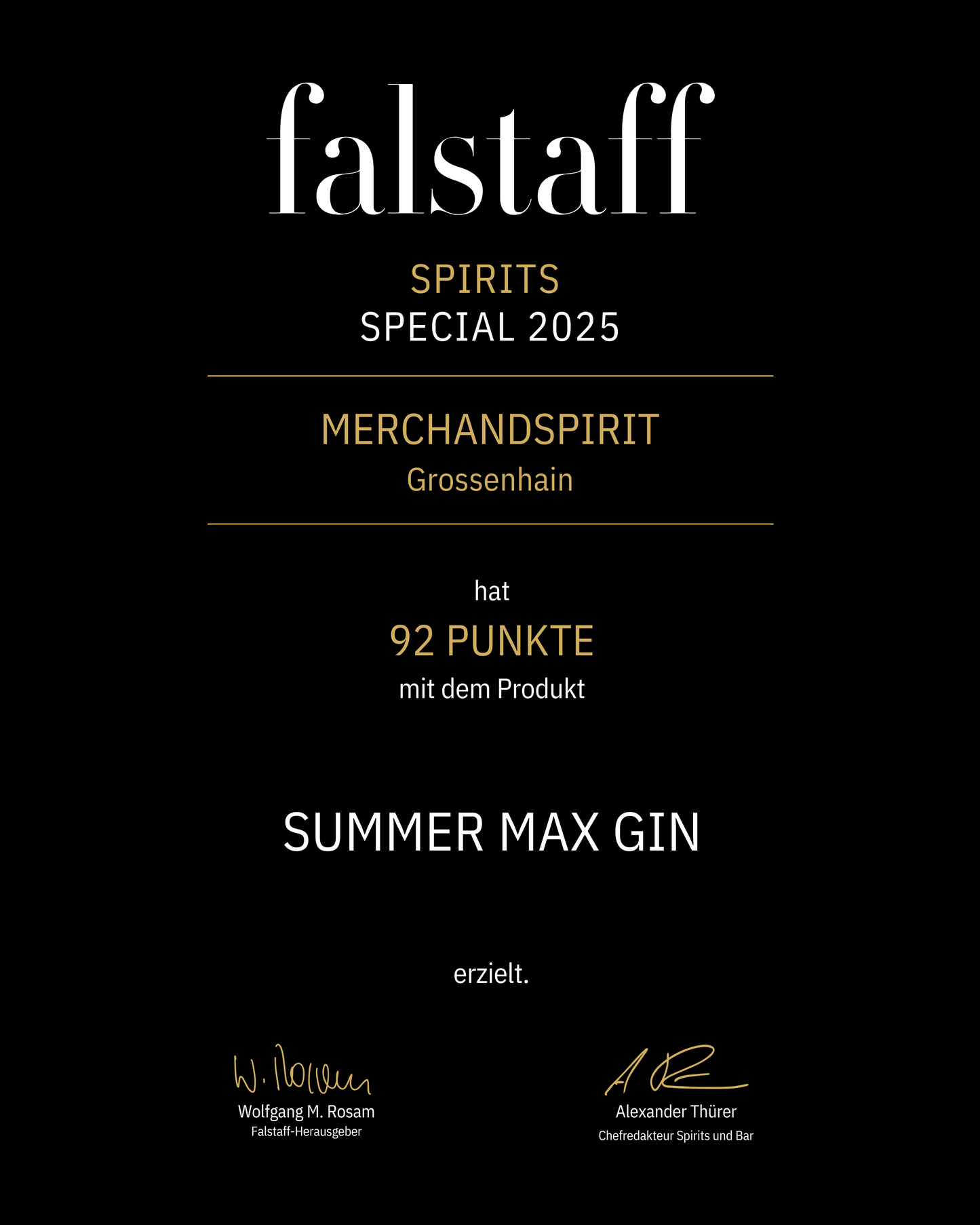 Summer Max Gin - Falstaff premiert - Offiziell einer der besten Gin Deutschlands