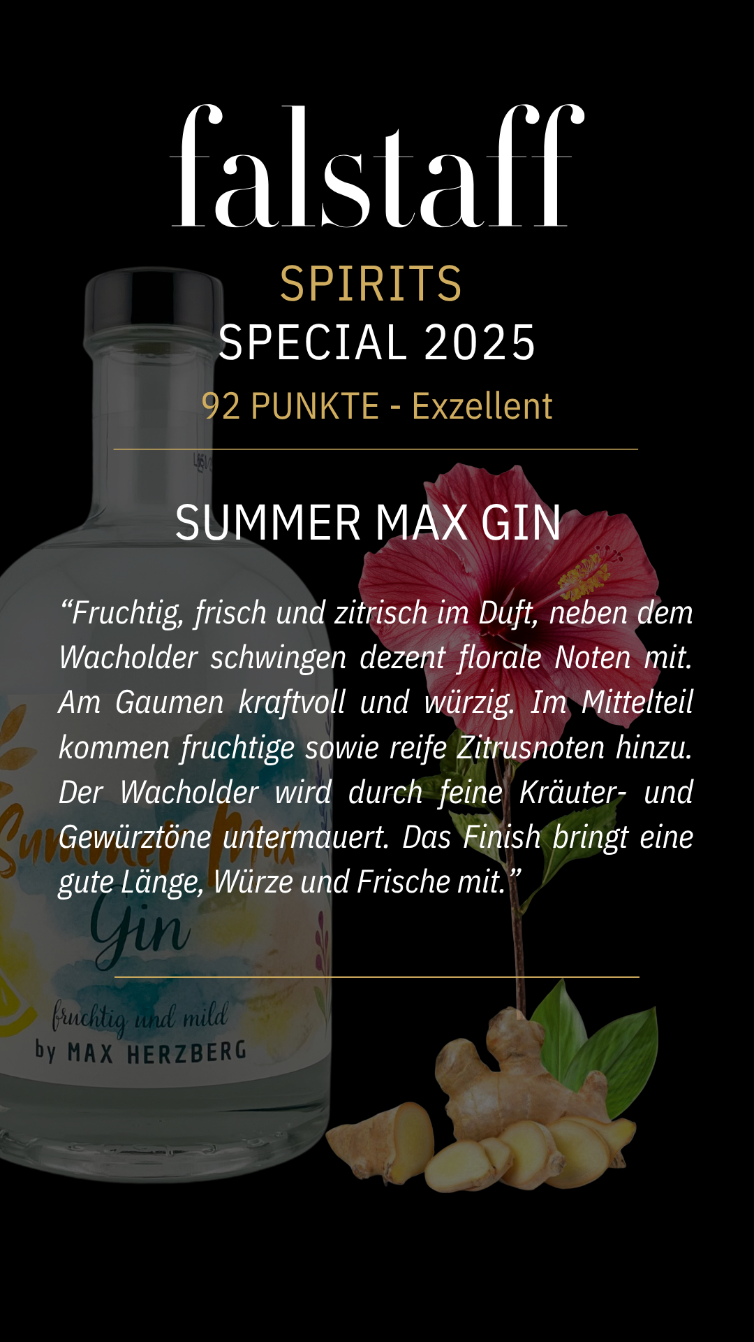 Summer Max Gin - Falstaff premiert - Offiziell einer der besten Gin Deutschlands